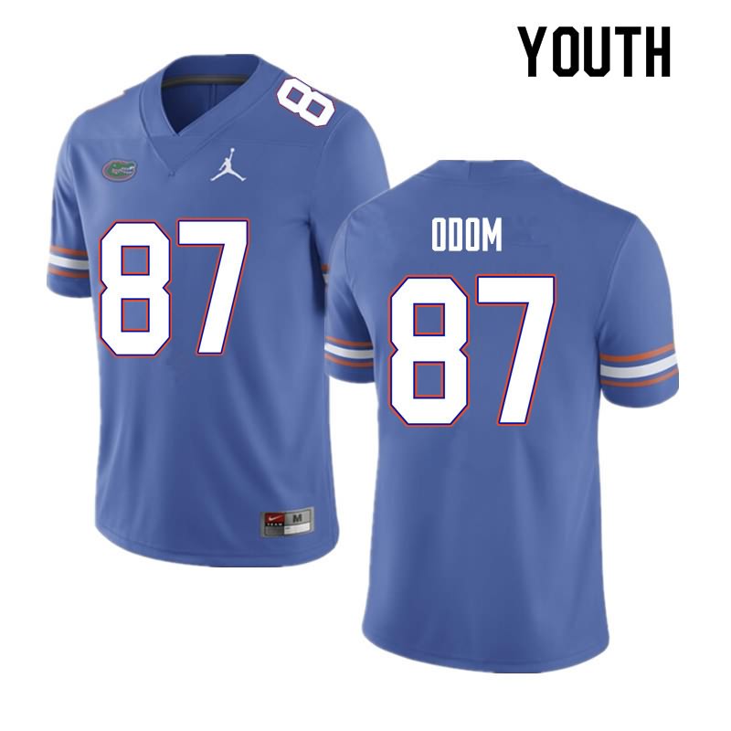 Youth NCAA Florida Gators Jonathan Odom #87 Stitched Authentic Nike Blue College Football Jersey TWJ5765PQ